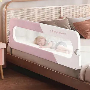 Bed Rail for Toddlers, Foldable Baby Bed Rail Guard, Adjustable, Safety, Convenient, Guard Rails with Twin, Full, Queen& King Size (Pink Patchwork, 1 Side:59inch)