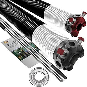 Garage Door Torsion Springs 218x2x25 for Left and Right Side of Garage Door with 1" Steel Bearing and Winding Bars Precision E-Coating 5-Year Warranty Minimum 30,000 Cycles (Pair)