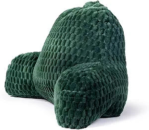 Reading Pillow for Bed, Adults Back Pillow for Sitting up, Husband Pillow for College Dorm, Back Support Cushion with arms for sit up on Couch, Sofa, and Floor, Green