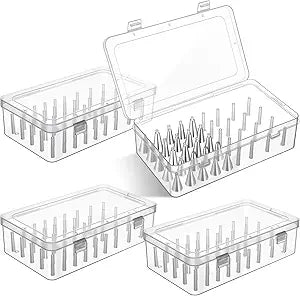 4 Pcs Piping Tip Box with Fixed Pins 168 Piping Tip Organizer Baking Cake Decoration Tool Storage Box (Clear)