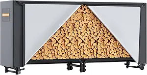 EVRBUL 8ft Waterproof Firewood Rack Cover, 420D Heavy Duty Fabric Outdoor Log Rack Cover with Zipper & Buckle for Indoor Fireplace Outdoor Patio 96"L x 24"W x 42"H (Log Rack Not Included)