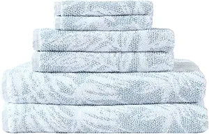 Tommy Bahama - Bathroom Towel Set, Soft & Absorbent 100% Yarn-Dyed Cotton Terry Towels, Coastal Bath Towel Set (Art of Palms Blue, 6 Piece)