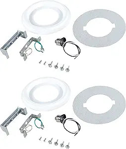 Aspen Creative 21067-12, Recessed Lighting Converter Kit, 8" Diameter, White Plastic Medallion, Set of 2