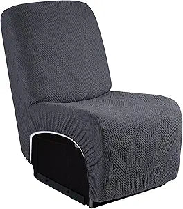 Ruaozz 1-Piece Reclining Armless Chair Cover for Sectional L Shape Recliner Sofa Stretch Recliner Cover Jacquard Recliner Seat Cover Washable Furniture Protecor (Large, Dark Gray)