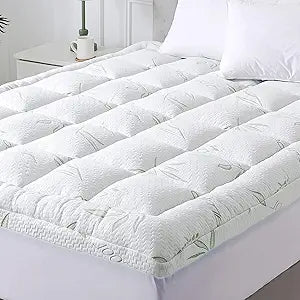 WhatsBedding Mattress Topper King, Soft Pillow Top Mattress Topper with Deep Pocket Fits 821 Inch,7D Spiral Fiber Filling, Bamboo Viscose Air Layer King Mattress Topper.