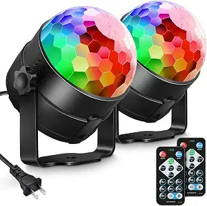 Luditek 2-Pack Sound Activated Party Lights with Remote, Disco Ball Strobe