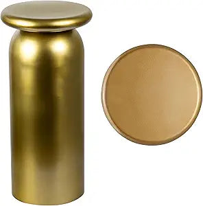 JONATHAN Y Miles Modern 22.75" Semi-Glossy Gold Metal Round Drink Table with Cylinder Mushroom Pedestal, Small Accent Side Table for Living Room and Bedroom, Minimalist Martini Cocktail Table END1008B