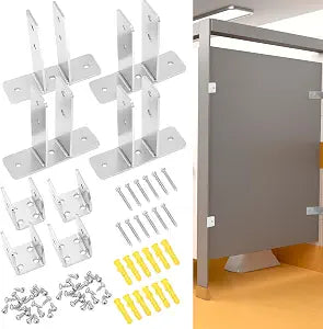 Blulu 8 Pcs Bathroom Partition Bracket 2-Ear U-Shape for 1" Panels