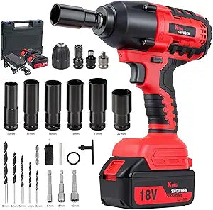 Cordless Impact Wrench, 1/2" 18V 1500Nm 4 in 1 Brushless Power Drill Driver Screwdriver Kit