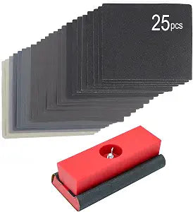 SCOTTCHEN Hand Sanding Blocks Auto Body, 25pcs Sandpaper Woodworking Furniture Sander Hand Tool, Grit 120 to 3000