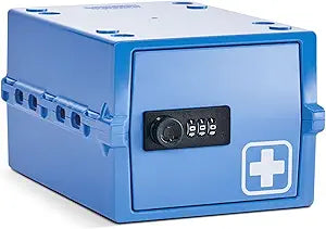 Lockabox Mini | Small Medicine Lock Box with Combination Lock (Half Letter Sized) | Mini Medical Lockable Box For Tablets, Creams & Medical Pens | External Size 8.8 x 6.1 x 4.7 Inches (Medi Blue)