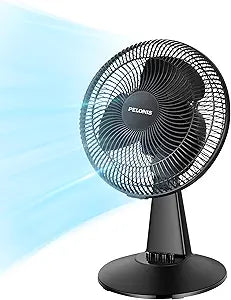 PELONIS Table Fan 12-Inch, 120┬░ Oscillating Table Fan Small Portable Electric Plug-In Desk Fan with 3-Speeds, 126┬░ Adjustable Tilt Head for Bedroom and Office Black