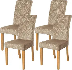 FORCHEER Chair Covers for Dining Chairs Set of 4,Velvet Beige Stretch Dining Room Chair Cover Kitchen Parsons Chair Slipcovers (Pack of 4, Velvet Beige)