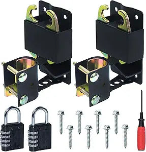 2 Pack S16100700 Small Black Two Way Lockable Gate Latch (3"x5") for Metal Gates with 1-1/4" to 1-1/2" Diameter Tubes Replaces S16100700 Farm Gate Latch, with 4-Digit Combination Lock