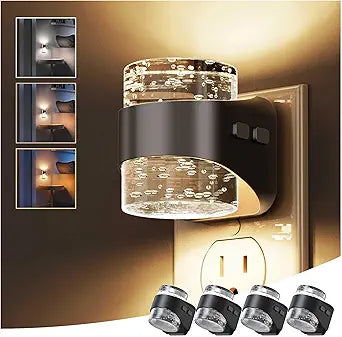 L LOHAS LED Night Light, Bubble Night Lights Plug into Wall,4 Pack 3000K/4000k/5000K Adjustable Color Temperature Night Light,Dimmable Nightlights with Dusk to Dawn Sensor for Rooms Bathroom Hallway