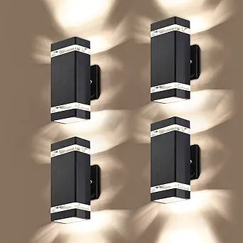 LMP 4 Pack LED Square Up and Down Lights Outdoor Wall LightBody in Aluminum Waterproof Outdoor Wall Lamps3000k 5W with Certificate ETL