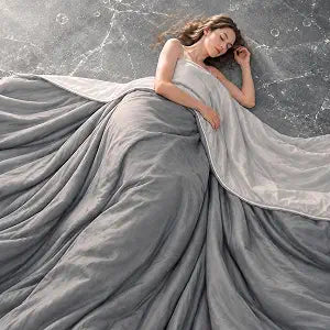 Eastsora Cooling Comforter Queen Size, Cooling Blanket for Hot Sleepers, Q-Max 0.45 Reversible Summer Comforter, Lightweight Breathable Bedding for Night Sweats, Gray