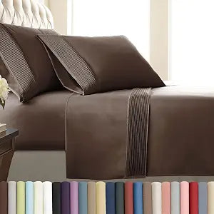 Southshore Fine Living, Inc. Deep Pocket California King Sheet Set with 21" Deep King Fitted Sheet, King Size Pillow Cases Set of 2 | Hotel Luxury Quality | Easy Care Microfiber Sheets | Brown