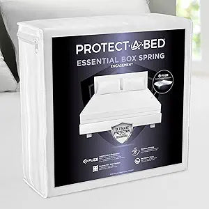 Protect-A-Bed Essential Zippered Boxspring Encasement Queen, Noiseless Odor-Resistant, Bed Bug and Dust Mite Resistant, 100% Waterproof Top, Machine Washable, Fits 6-11" Boxsprings