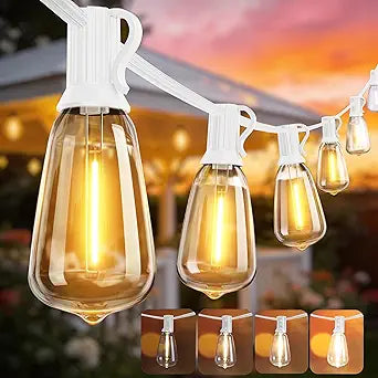 DAMAING LED Outdoor String Lights 100FT Patio Lights with 52 Shatterproof Edison Bulbs,Dimmable Hanging Lights,Waterproof String Lights for Outside Wedding,Bistro,Porch,Backyard,2200K