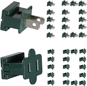 SPT-2 Vampire Plugs 20Pcs Green - Female and Male Slip Plug, Electrical Plug Replacement for Christmas Decorations Lights