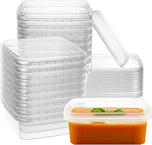 NYHI 40 Pack Square Clear Deli Containers with Lids Disposable BPA Free Square Plastic Food Storage Containers with Lids Airtight for Meal Prep Take Out Kitchen (8 oz)