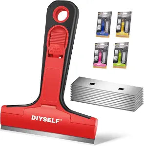 DIYSELF Razor Blade Scraper with 10 PCS 4" Blades, Scraper for Cleaning