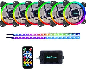 Apevia ST6P2-RGB Spectra 120mm RGB Fan 6-Pack w/ 2 LED Strips & Remote