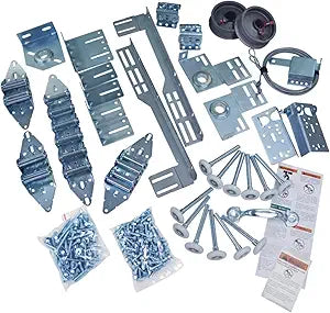 Garage Door Parts Installation Bundle Kit Set for 16' by 7' Feet Overhead Doors | Fix Replace Repair Garage Brackets, Drums, Cables, Hinges, Rollers, Screws, Door Jamb, Bearing, Bolts