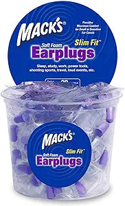 Mack's Slim Fit Soft Foam Earplugs, 100 Pair - Individually Wrapped - Small Ear Plugs for Sleeping, Snoring, Traveling, Concerts, Shooting Sports and Power Tools | Made in USA