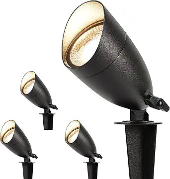 LUTEC 12V Low Voltage Landscape Lighting, Die-cast Aluminum Spot Lights with Connectors, IP65 Waterproof Outdoor Landscape Spotlights, 5W 550LM Warm White 3000K for Tree Garden Yard Pathway, 4 Pack