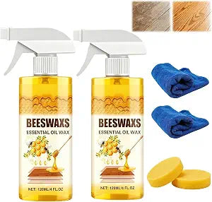 2PCS Beeswax Essential Oil Wax,Beeswax Wood Polish Spray,Natural Wood Polish Spray Removes Scratches For Living Rooms,Kitchens,Wood Furniture Floors