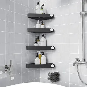 Sotfamily Plastic Shower Caddy Corner (for 90 Only), 4 Pack, Black