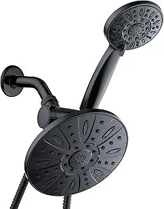 AquaDance 7" Premium High Pressure 3-Way Rainfall Combo Combines The Best of Both Worlds-Enjoy Luxurious Rain Showerhead and 6-Setting Hand Held Shower Separately or Together, Matte Black