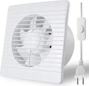 6 Inch Exhaust Fan, 26W Wall Mount Small Ventilation Fan With Switch, 139CFM Ventilation Extractor Fan With Anti-backflow Check Valve Ultra Thin For Bathroom Kitchen Garage(White)