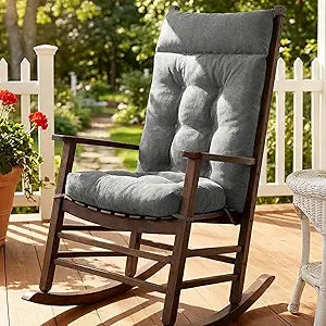 Rocking Chair Cushions Outdoor & Indoor, Patio Glide Porch Outdoor Rocking Chair Cushions Set of 2 with Ties, Seat & Back Cushion for Rocker