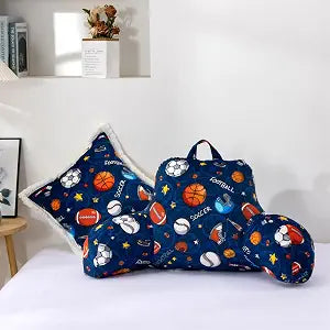 Aimuan Reading Pillow Bed Rest Wedge Backrest Pillow Basketball Football Baseball Navy Rugby Ball Printed Collections with Arms Sitting in Bed Indigo