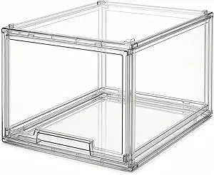Large Clear Stackable Storage Drawers, 1 Pack Acrylic Organizer Bins for Closet, Bathroom, Kitchen, Pantry, Under Sink, Office, Laundry, Vanity, and Toy Organization, Durable Plastic, Smooth Pull-Out