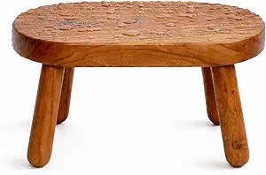 Teak Step Stool Heavy Duty Wooden Stepping Stools for Adults Kids with 4 Legs,Bed Steps for High Beds