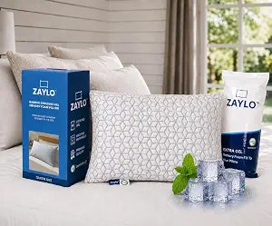 ZAYLO Cooling Bamboo Shredded Gel Memory Foam Pillow, CertiPUR-US Certified, Adjustable Height & Firmness, Bed Pillow for Side, Back & Stomach Sleepers, Queen Size