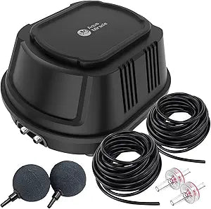 AquaMiracle All-in-One Koi Pond Aerator for Outdoor Ponds, Pond Air Pump with Airline Tubing, Air Stones, Check Valves & Air Filter Pad