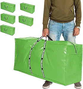 66 Gallon Extra Large Storage Bags 6 Pack  Light Green XXL Heavy Duty Waterproof Moving Tote Bags for College Dorm, Travel, Clothes & Bedding Foldable Zippered Duffle with Handles