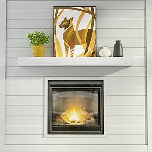 48 Inch Solid Wood Fireplace Mantel Shelf - 70 LBS Capacity, Easy to Install | Modern Farmhouse Floating Shelf with Hidden Brackets, Water-Resistant Classic White for Living Room, Kitchen