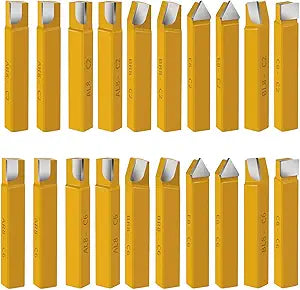 20 pc 3/8"Carbide Tip Tipped Cutter Tool,Metal Lathe Cutting Tools for Metal Lathe Turning, Boring, and Chamfering