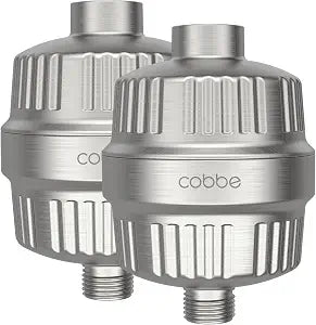 Cobbe HD HEAVY DUTY High Output Shower Filter 2 Pack  99% REMOVAL Shower Head Filter for Hard Water, Heavy Metals, Chlorine and Harmful Substance, Improve your skin and hair - Brushed Nickel