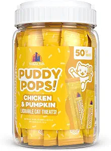 Weruva Puddy Pops, Chicken and Pumpkin Lickable Cat Treats, 0.5oz Tube, Pack of 50