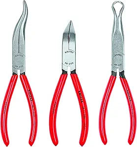 KNIPEX - 9K 00 80 12 US Tools - 3 Piece Long Nose Tool Set (38 31 200, 38 71 200, 38 91 200) (9K008012US) Red