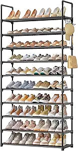 Kitsure 10 Tier Shoe Rack, Tall Shoe Organizer, 32.2" Wide, Black