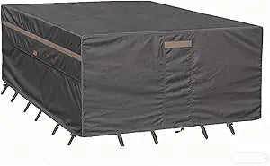 Heavy Duty Waterproof Patio Furniture Covers UV Resistant Rectangular Outdoor Table and Chair Covers 90" Wx 60" D x 28" H Dark Grey