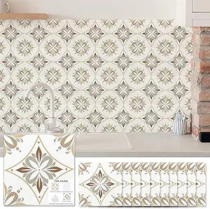 BooDecal Peel and Stick Tile Stickers, Light Brown, Pack of 10